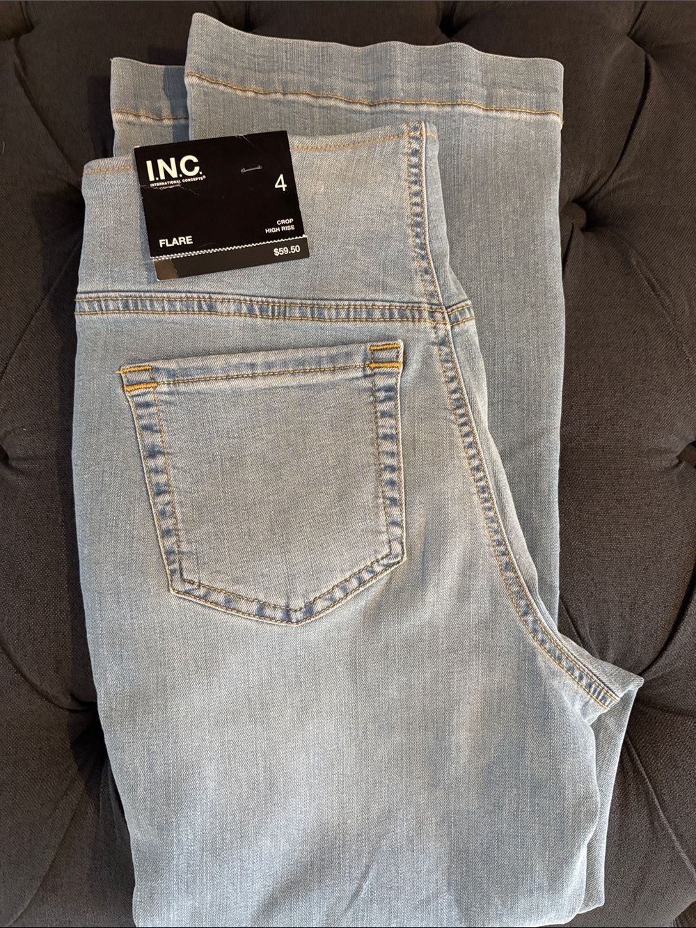 INC International Concepts Light Indigo Cropped Flare Jeans